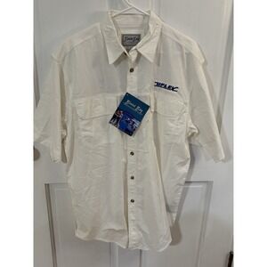 NWT Bimini Bay Outfitters UFlex Men's Button Shirt Large Speckled Trout On Back